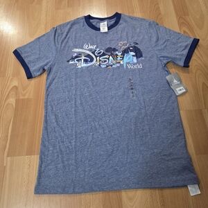 Disney World Heather Blue 50th Anniversary Short Sleeve Ringer Tee Size Medium